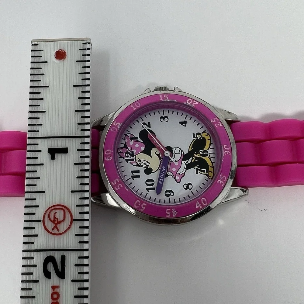 Minnie Mouse Accutime Girls Analog Watch Pink Silicone Band Time Learning Disney